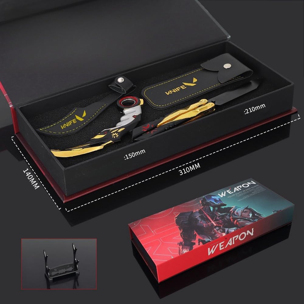 Valorant Champion Karambit Knife Model 2022 Game Event Commemorative Gift Box Set Replica – Metal Display & Cosplay Knife (Gift Box - Set of 2)